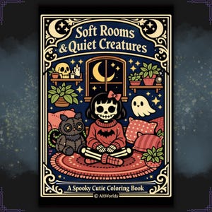 Spooky Cutie kleurboek pdf | Pluche cryptiden en skeletpagina's