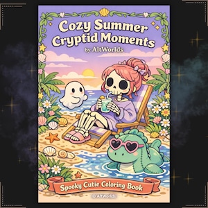 Summerween Coloring Pages PDF, Spooky Cutie Cozy Goth Summer Cryptids