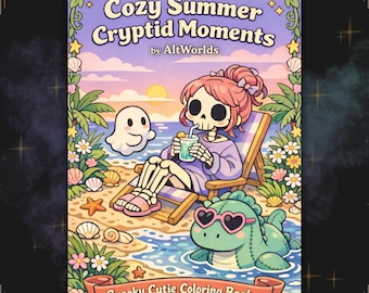 Summerween Coloring Pages PDF, Spooky Cutie Cozy Goth Summer Cryptids
