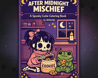 Spooky Cutie Coloring Book PDF | Cozy Goth Cryptids & Skeletons