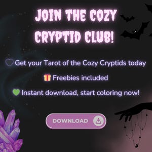 Cozy Cryptids Tarot Coloring Book: Creepy Cutie Kawaii Goth Style (PDF) image 7