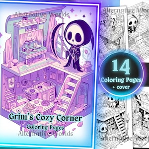 Spooky Cute Grim Reaper Coloring Book | Gothic Isometric House PDF