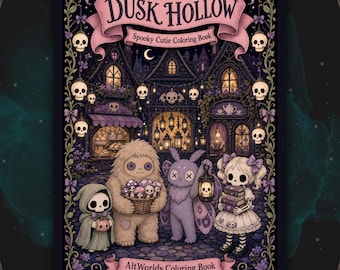 Spooky Cutie Coloring Pages | Gothic Village Cryptids & Skeleton Girls PDF