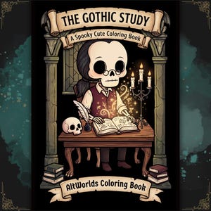 Pagine da colorare Dark Academia / Studio di scheletri gotici spettrali in PDF