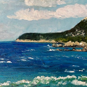 Seascape Bar, Montenegro. Oil painting. Original Art.