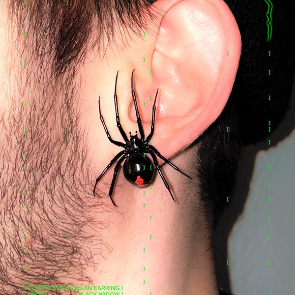 plastic black widow spider as an earring | realistic latrodectus hesperus | 1 pcs