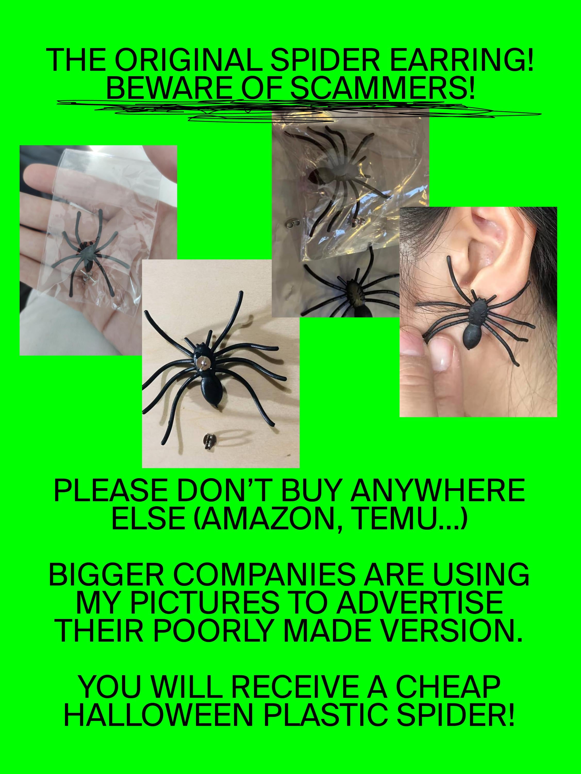plastic spider as an earring (ORIGINAL!) | realistic giant house spider stud earrings | 1 pcs