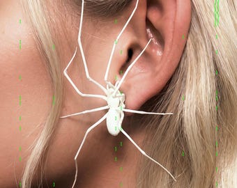plastic spider as an earring | albino white realistic giant house spider stud earrings | 1 pcs