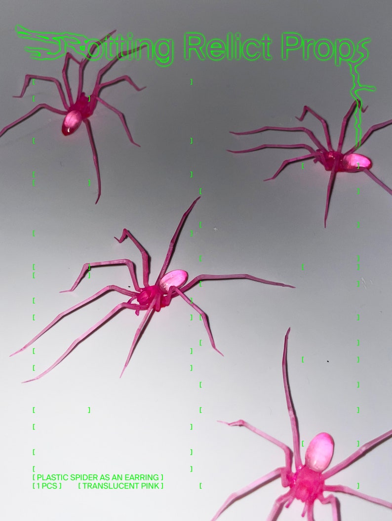 plastic spider as an earring translucent pink 1 pcs zdjęcie 2