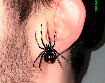 Plastik Schwarze Witwe Spinne als Ohrring | Realistische Latrodectus hesperus | 1 Stk