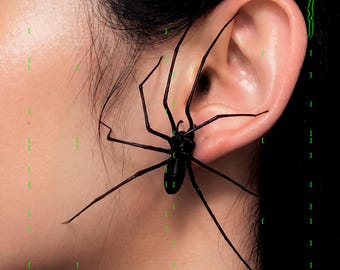 plastic spider as an earring | pitch black realistic giant house spider stud earrings | 1 pcs