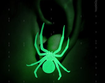 im Dunkeln leuchtende Plastik Schwarze Witwe Spinne als Ohrring | Realistische Latrodectus hesperus | 1 Stk