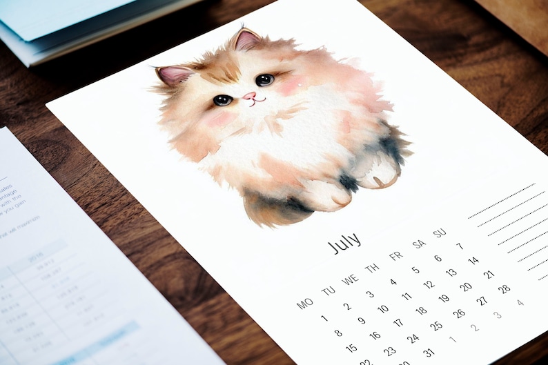 2025 Printable Calendar, 2025 Calendar Printable, Cat 2025 Calendar