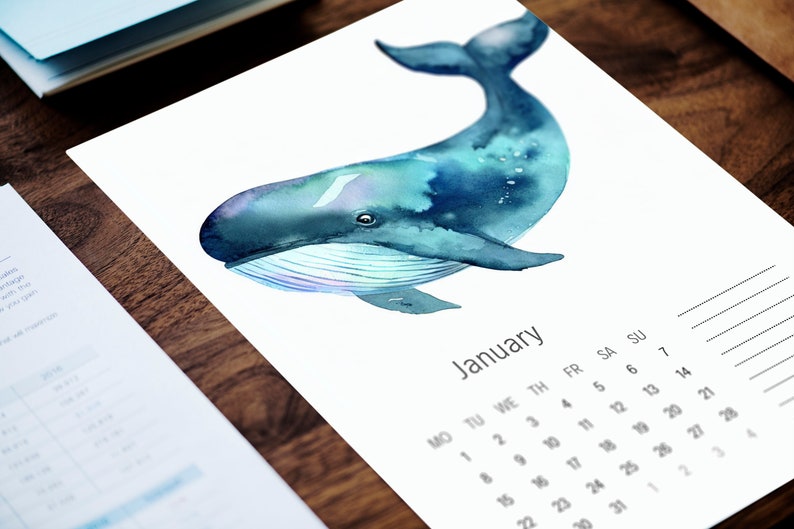2024 Calendar Printable, 2024 Calendar Printable, Sea Animals Calendar