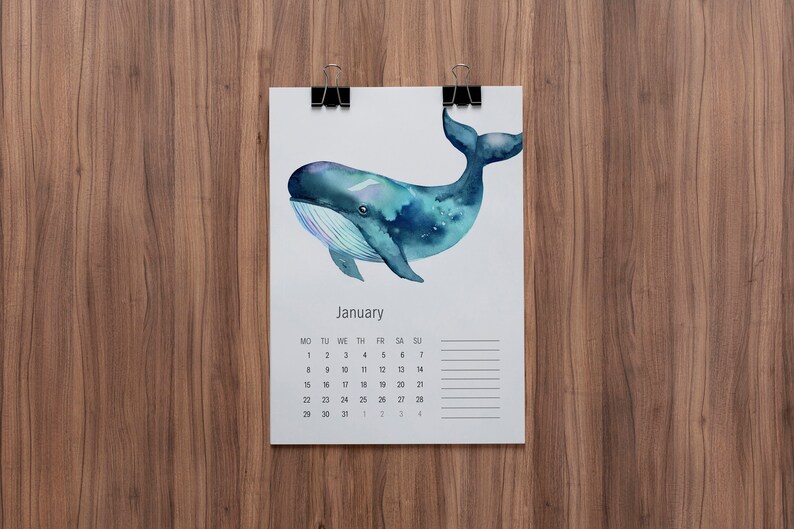2024 Calendar Printable, 2024 Calendar Printable, Sea Animals Calendar