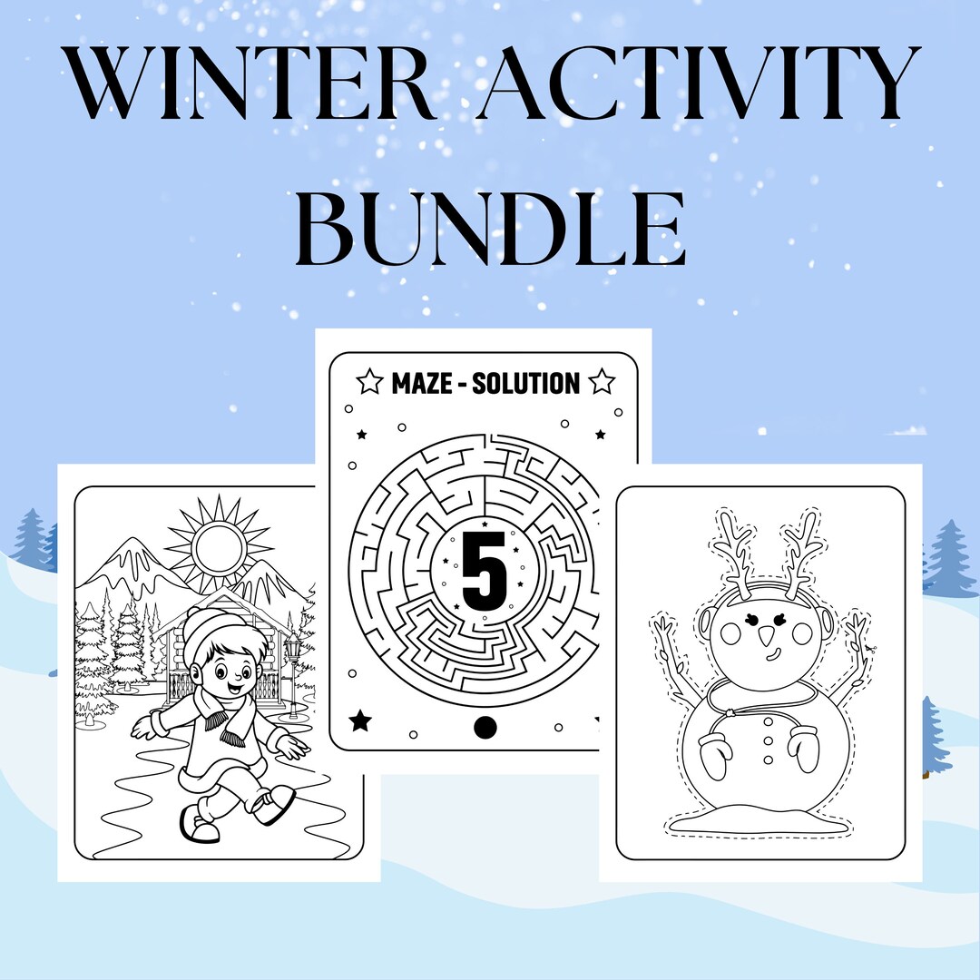Winter Printable Activity Bundle Including Coloring Pages Dot - Etsy