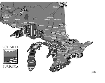 Ontario Provincial Parks Map Black & White