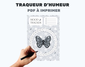 Page suivi humeur à imprimer français, traqueur d'humeur à imprimer, suivi santé mentale, journal humeur à imprimer, PDF UNIQUEMENT