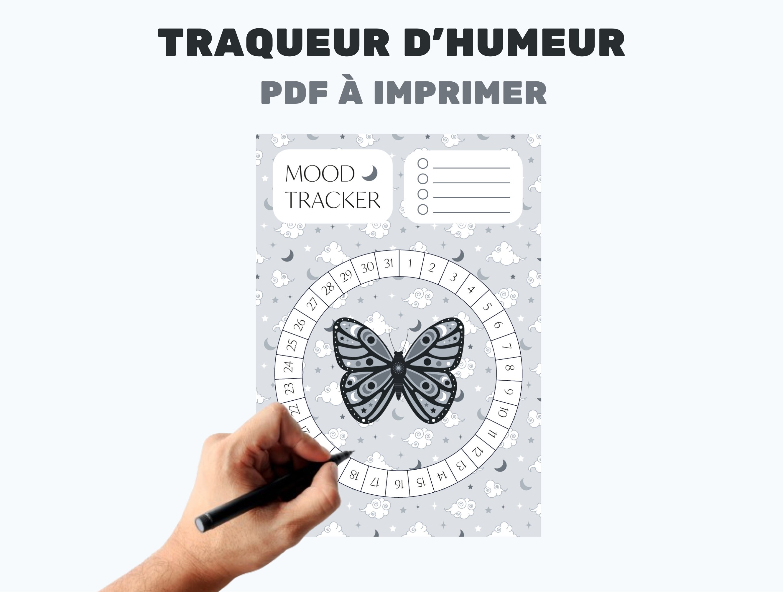Page suivi humeur à imprimer français, traqueur d'humeur à imprimer