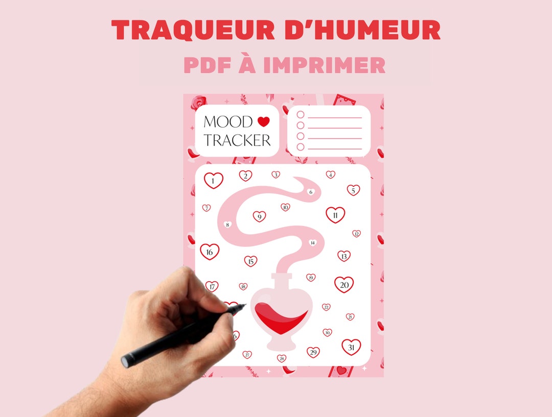 Page suivi humeur à imprimer français, traqueur d'humeur à imprimer