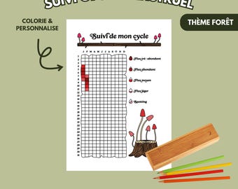 Printable Fairy Bullet Journal Pages in French / Pages for Bujo / Menstrual Cycle Tracker / Period Tracker / Year in Pixels