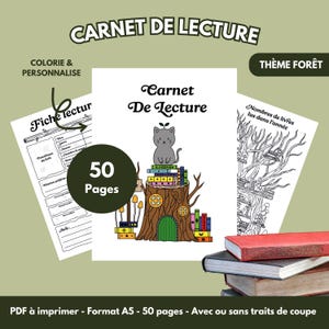 Carnet de lecture féerique à imprimer français / Pages de lecture pour bujo /Journal de lecture thème forêt / Pages livres bullet journal A5