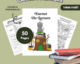 Cuaderno de lectura imprimible de cuentos de hadas en francés / Páginas de lectura para Bujo / Diario de lectura con temática forestal / Páginas de libro Bullet Journal A5