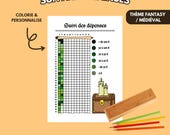 Pages de bullet journal fantasy à imprimer en français / Pages pour bujo / Suivi des dépenses / Tracker argent / Année en pixels