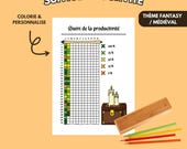 Pages de bullet journal fantasy à imprimer en français / Pages pour bujo  / Suivi de productivité / Suivi habitudes / Année en pixels