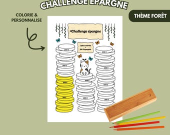 Pages de bullet journal féerique à imprimer en français / Pages pour bujo / Challenge épargne / bullet journal défi argent / Suivi argent