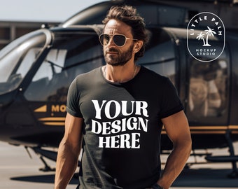 Black Gildan 64000 Mockup | Gildan Male Mockup | Gildan TShirt Mockup | Dad Mockup Shirt | Lifestyle Mockup | Mockups | fashion Mockup |