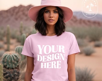 Light Pink Gildan 64000 Mockup | Desert Aesthetic T-Shirt Mockup (Digital Download)