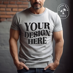 Sport Grey | Gildan 64000 Mens Mockup | Gildan T-Shirt Mockup | Front View | Mens T-shirt Mockup | Casual Mockup | Photoshoot | | Grey
