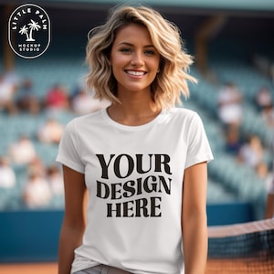 White | Bella Canvas 3001 TShirt Mockup | T-Shirt Mockup | Sports Mock | Womens 3001 Tshirt | Tennis Player Pickleball Mockup | Mothers Day