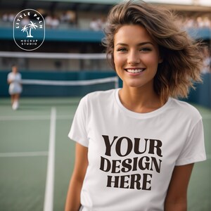 White | Bella Canvas 3001 TShirt Mockup | T-Shirt Mockup | Sports Mock | Womens 3001 Tshirt | Tennis Player Pickleball Mockup | Mothers Day
