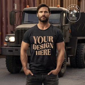 Svart Gildan 64000 T-shirtmodell | Garage Workshop (digital nedladdning)