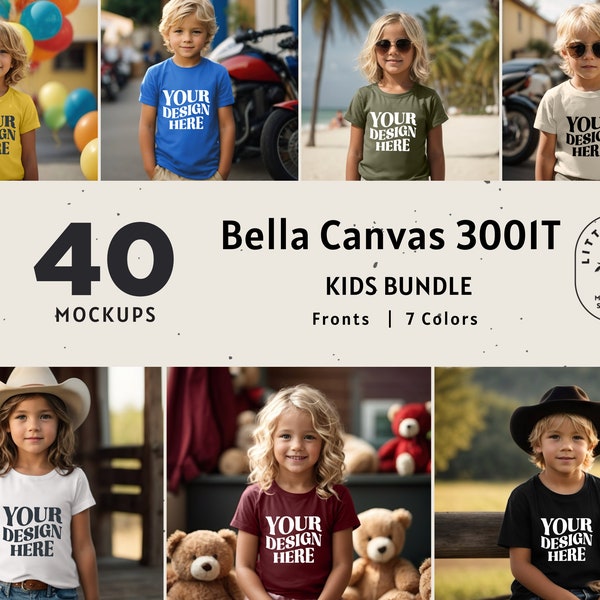 Kids Bella Canvas 3001 Tshirt Mockup Bundle Kids Mockup Outdoor Lifestyle Mockup  Boys and Girls Mockups Childrens Tshirt Bundle 3001T Mocks