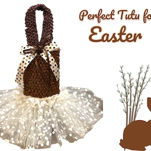 Dog Tutu dress Brown and Champagne