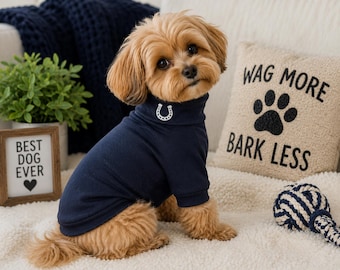 Horseshoe Dog Turtleneck Sweater – Stretchy Cotton Long Sleeve Dog Shirt