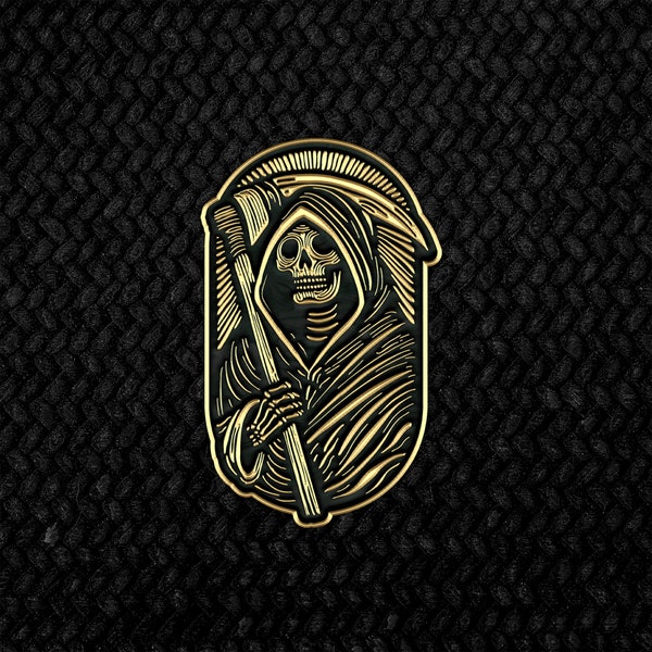 Pin de esmalte de la Parca: estilo linograbado
