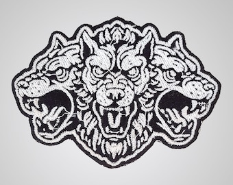 Cerberus Embroidered Patch: Three-Headed Dog, Gothic Mythology