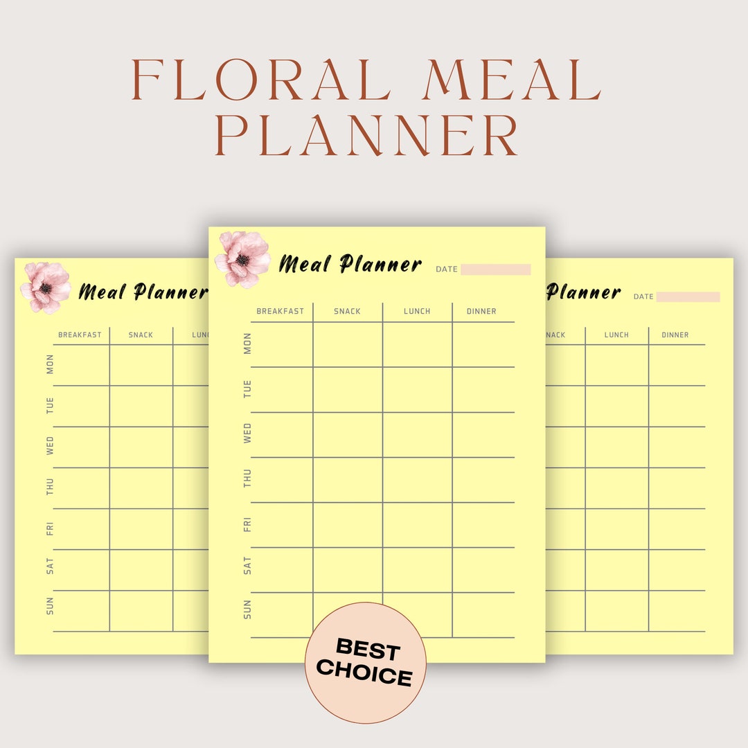 floral-meal-planner-template-printable-floral-meal-planner-etsy