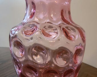 【希少】　Fenton フェントン　クランベリー ガラス 花瓶 Vintage Fenton Cranberry Glass Thumbprint Coin Dot Ruffled