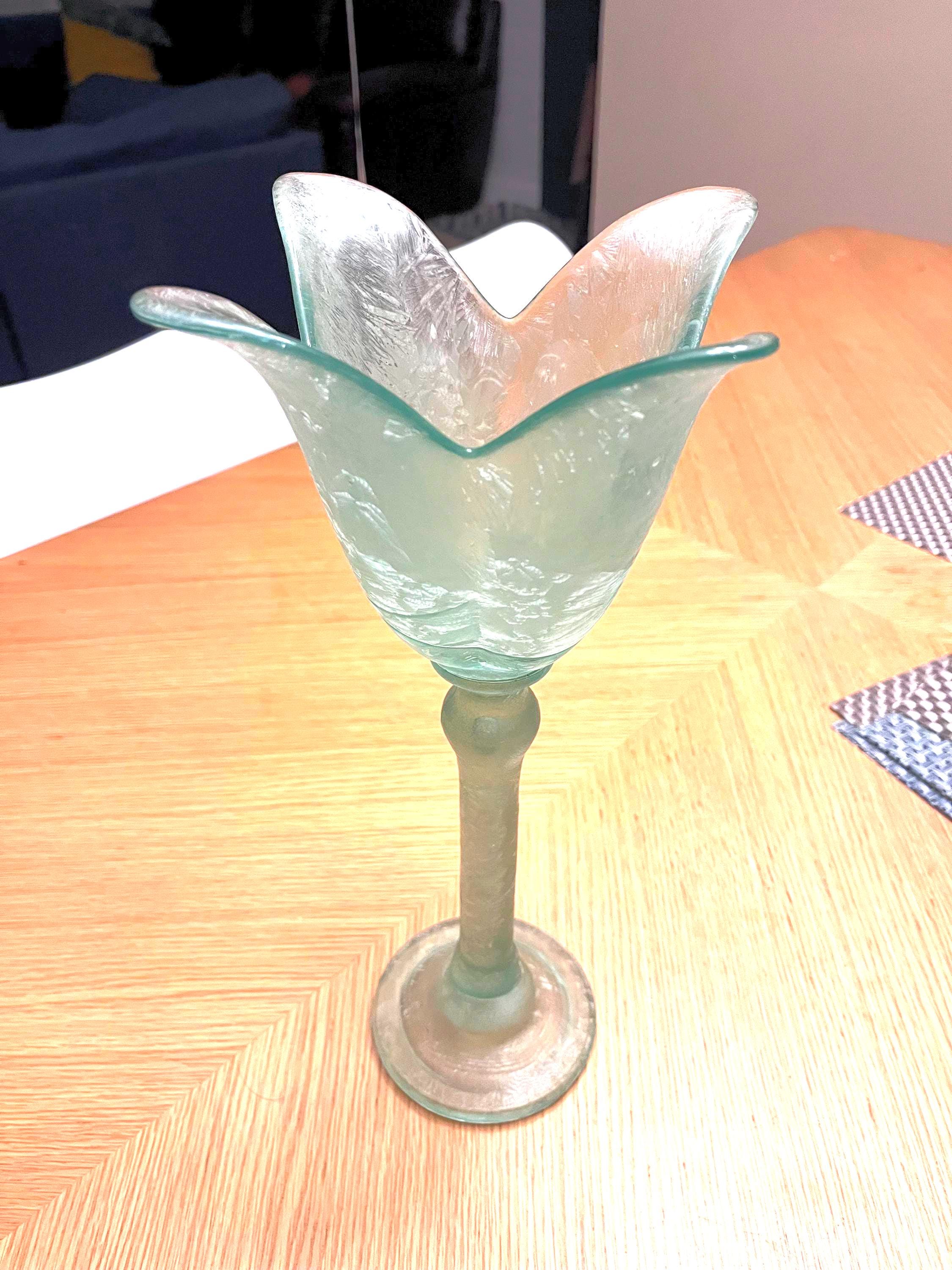 Vintage Green Glass Tulip Vase: Art Deco Candle Holder - Etsy display picture 1