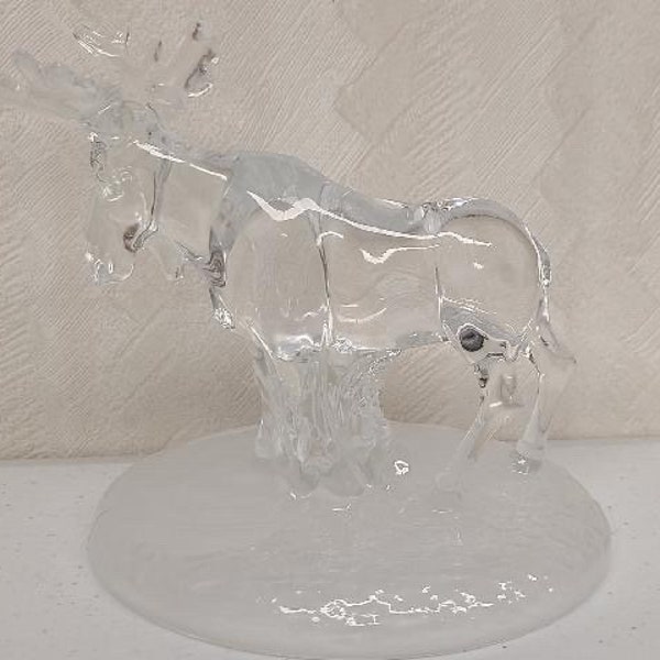 Rare Cristal D’Arques Lead Crystal Bull Moose Figurine