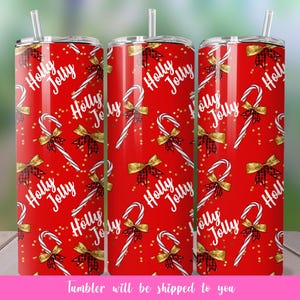 Christmas Tumbler | Holly Jolly Tumbler | Christmas Wallpaper Tumbler