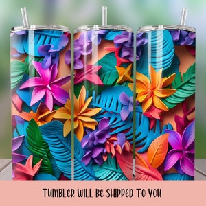 Tropical Tumbler, Colorful flower Tumbler, Flower Tumbler, Flower Skinny Tumbler