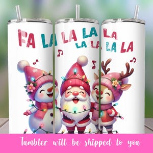 Bicchiere gnomo di Natale / Bicchiere gnomo magro / Bicchiere di Natale rosa / Tazza di Natale gnomo / Regalo per gli amanti degli gnomi / Regalo per gnomi rosa