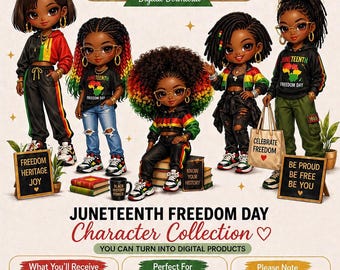 Juneteenth PNG, Black Girl Clipart, Afro Kids Clipart, Juneteenth Graphics, Sublimation Designs, Tumbler PNG, Black History PNG, Digital Dow