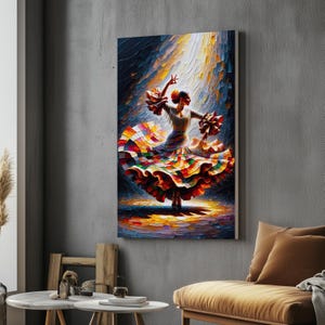 Flamenco Dancer Canvas, Colorful Dance Art, Spanish Dancer Print, Wall Art Canvas Design, Vibrant Dress Decoration, Ready to Hang